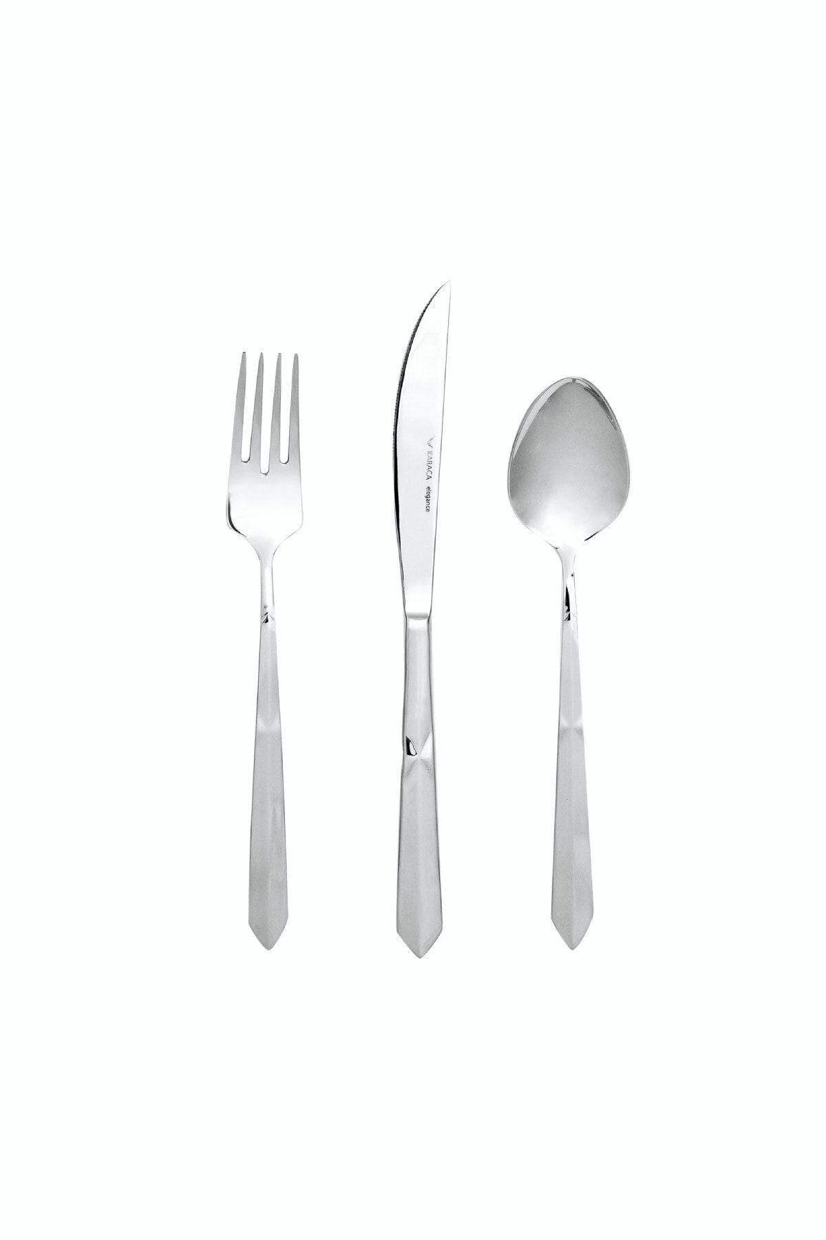Karaca 84 Piece 12 Place Setting diamond platin elg Boxed Flatware Set - MALLTURK