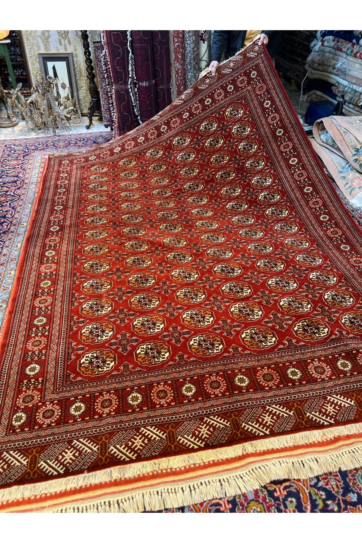 RD RAMAZAN DAG Hand Rug Art Hand-Woven Iranian Buhara Rug Wool Weave KokBoya Size 300x200