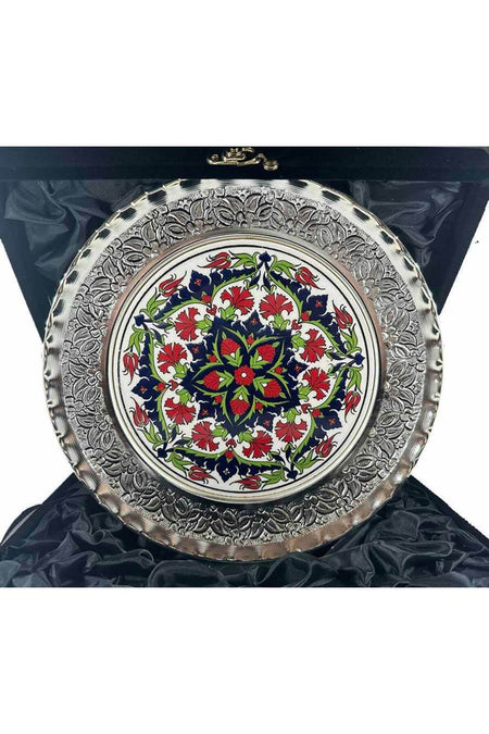 Cini Evi Carnation Garden Silver-Plated Tile Plate - MALLTURK