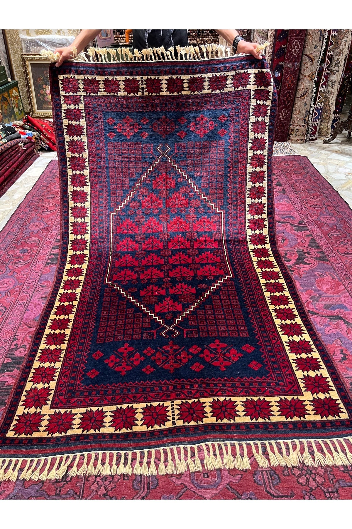 RD RAMAZAN DAG Hand Rug Art Hand-Woven Yagcibedir Rug 100 Yas Base Antika Size 220x126