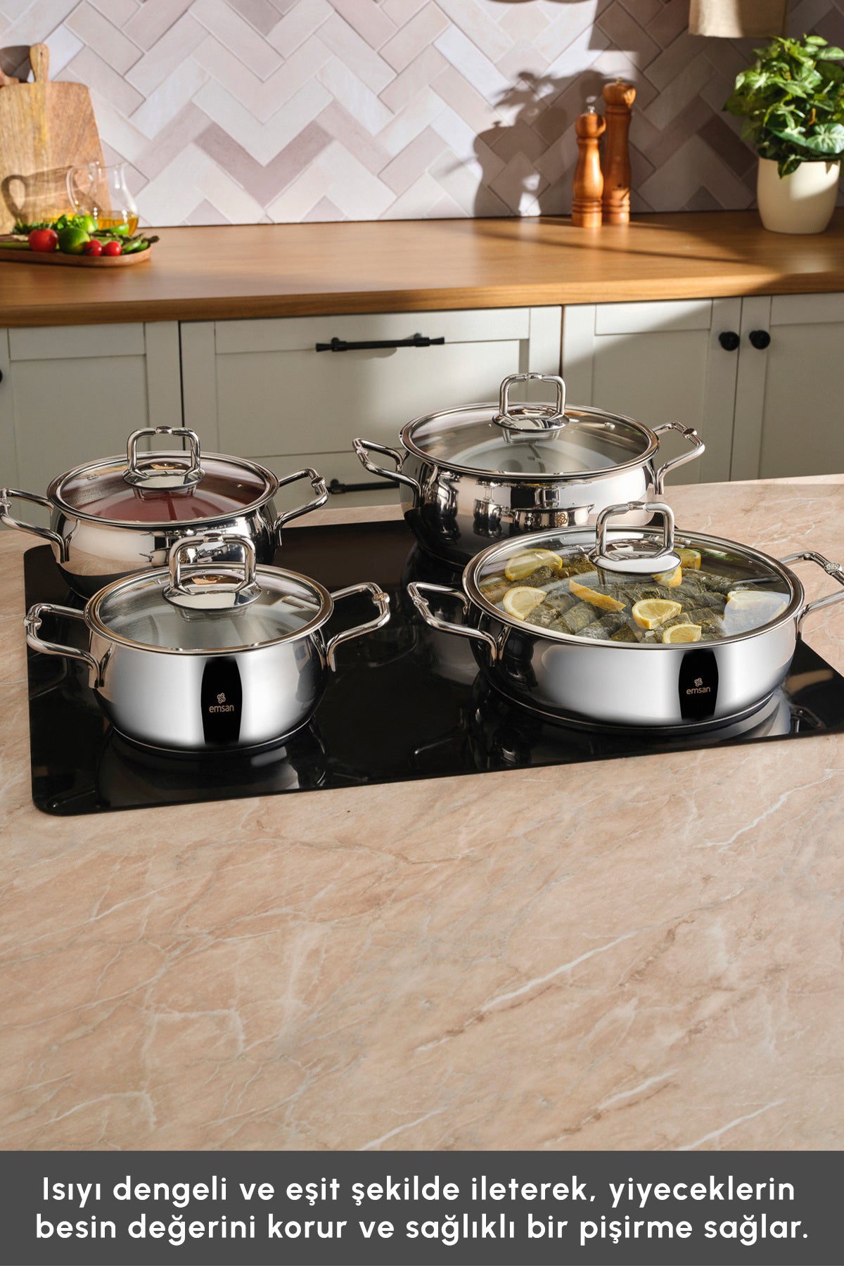 Emsan Emirgan 8 ParcaPaslanmaz Cookware Set - MALLTURK