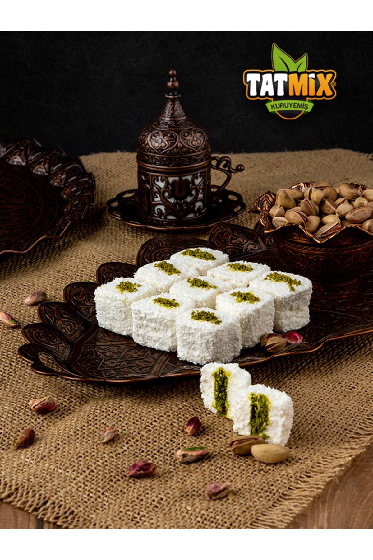 Tatmix Sultan Style Turkish Delight Rolled Pistachio 1kg - MALLTURK