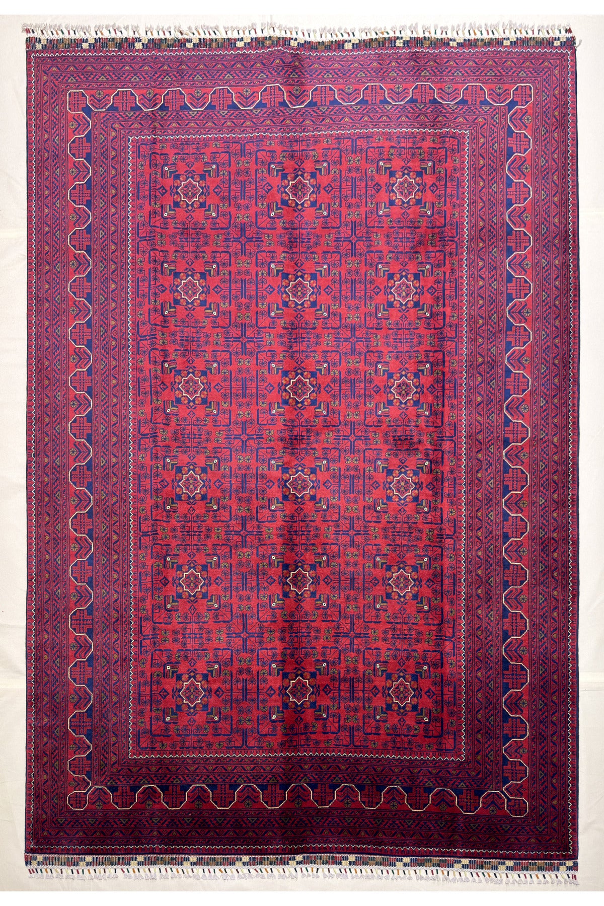Afghan Rug Hand-Woven 6 Meter Hamyap Yildiz Design 100% Wool Natural Dye