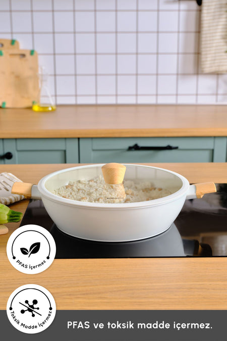 Karaca x Refika Swiss Crystal Almond Induction Compatible Saute Pan