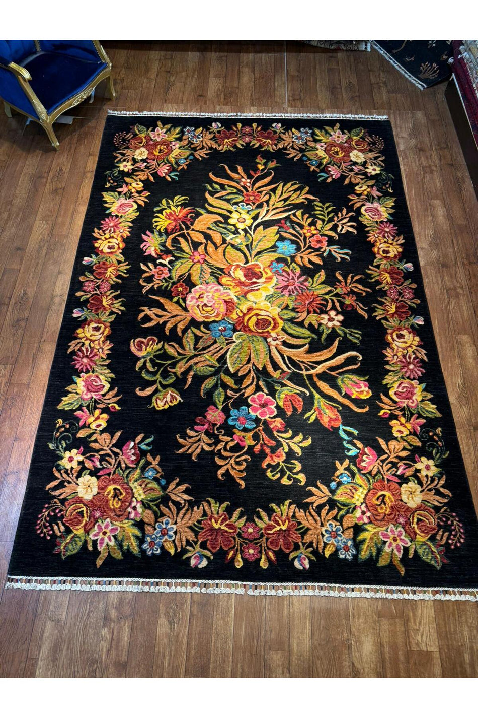 Silk Karabakh pattern handwoven Afghan rug Multicolored - MALLTURK