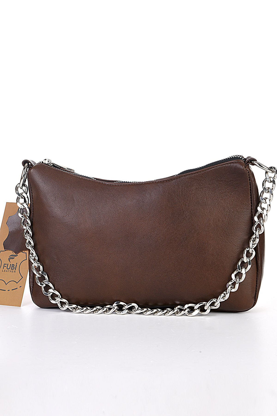 Fubileather Genuine Leather Women's Coffee Baguette Bag