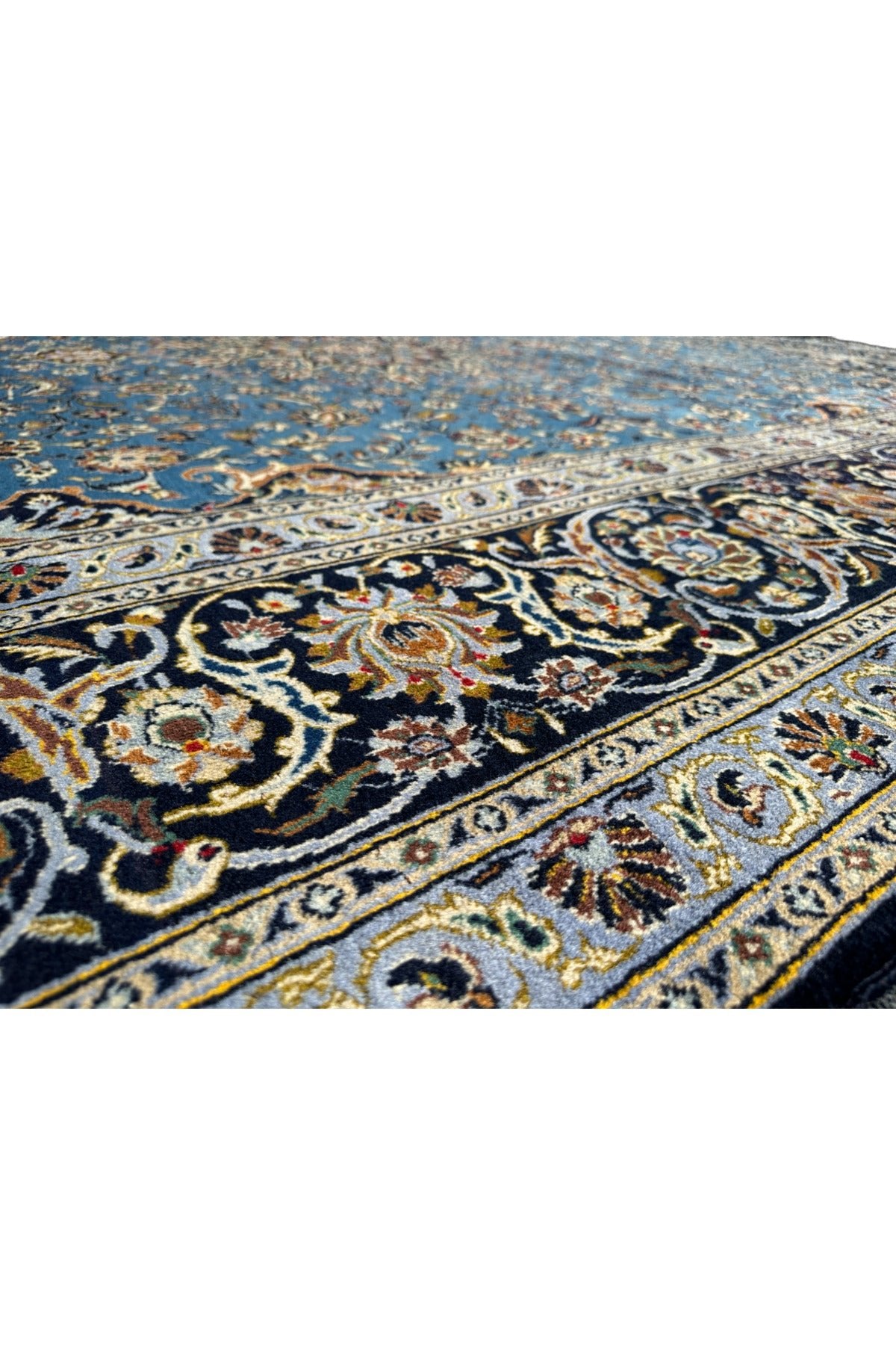 BURAK Rug Hand-Woven Iranian Nain Rug 305X410 Turquoise %100 Wool 12,5 M2 Large Living Room Rug - MALLTURK
