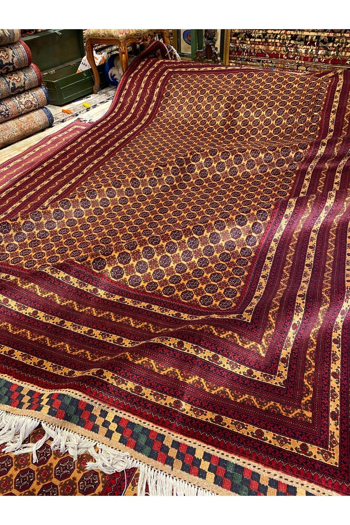 RD RAMAZAN DAG Hand Rug Art Hand-Woven Afgan Hoca Roshnai Rug Premium Quality Cotton Base Wool Weave olup Natural Dye 3x2 - MALLTURK