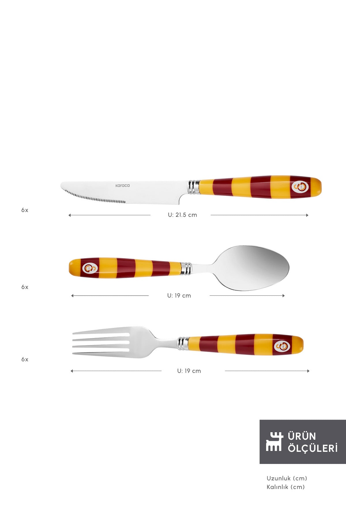 Karaca x galatasaray lisansli 18 Piece 6 Place Setting Flatware Set - MALLTURK