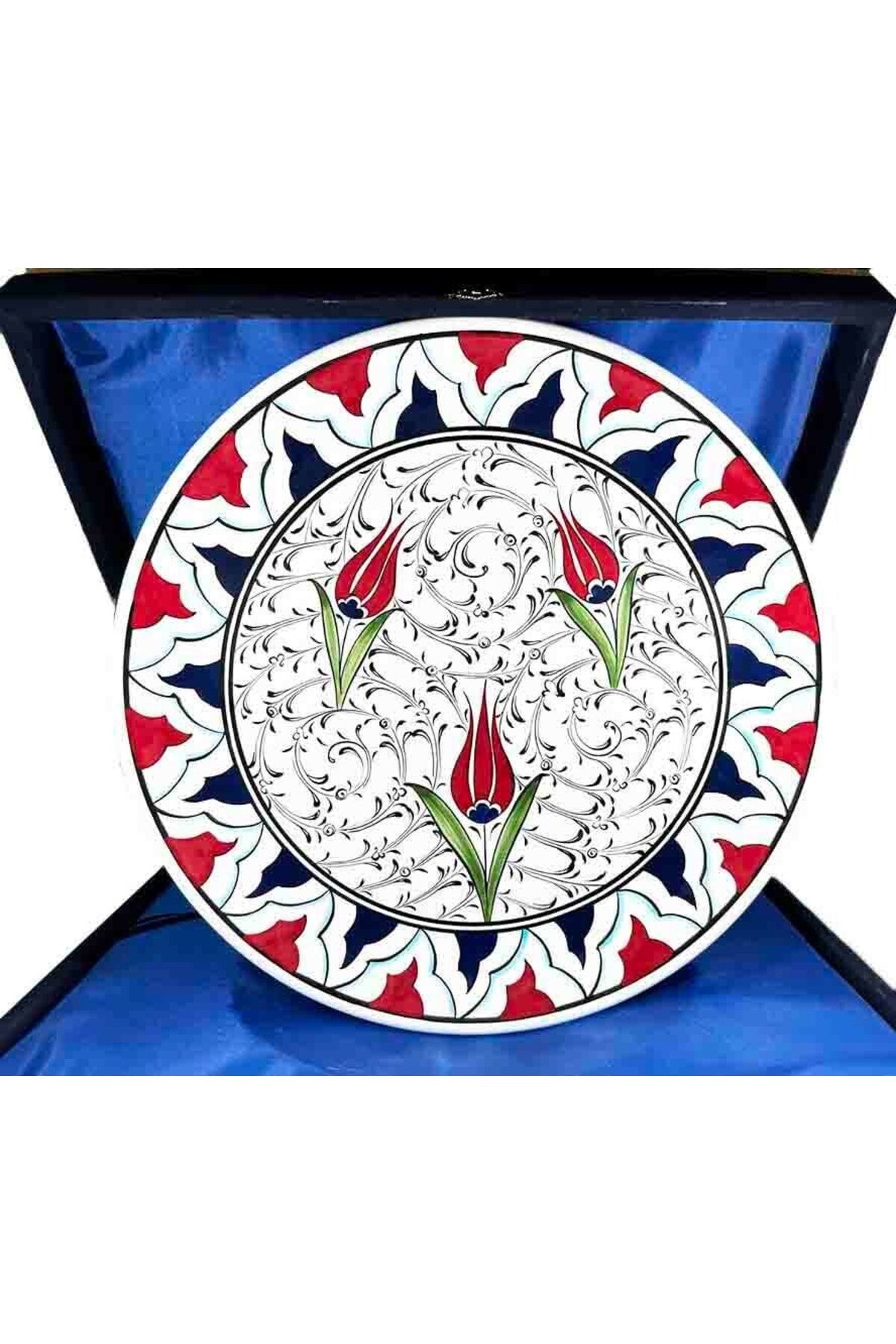 Cini Evi Wedding Gift Red Tulips Iznik Tile Plate - MALLTURK