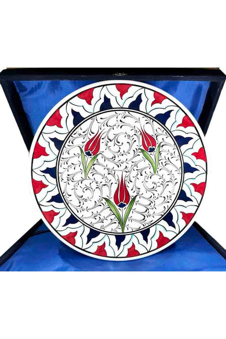 Cini Evi Wedding Gift Red Tulips Iznik Tile Plate - MALLTURK
