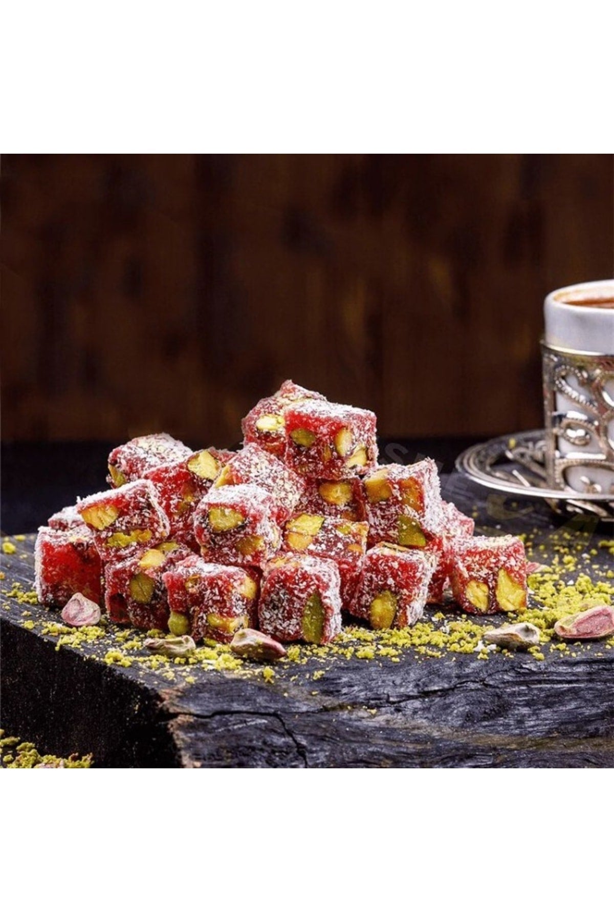 Genel Markalar Double Roasted Pomegranate Flavored Pistachio Turkish Delight 500gr - MALLTURK