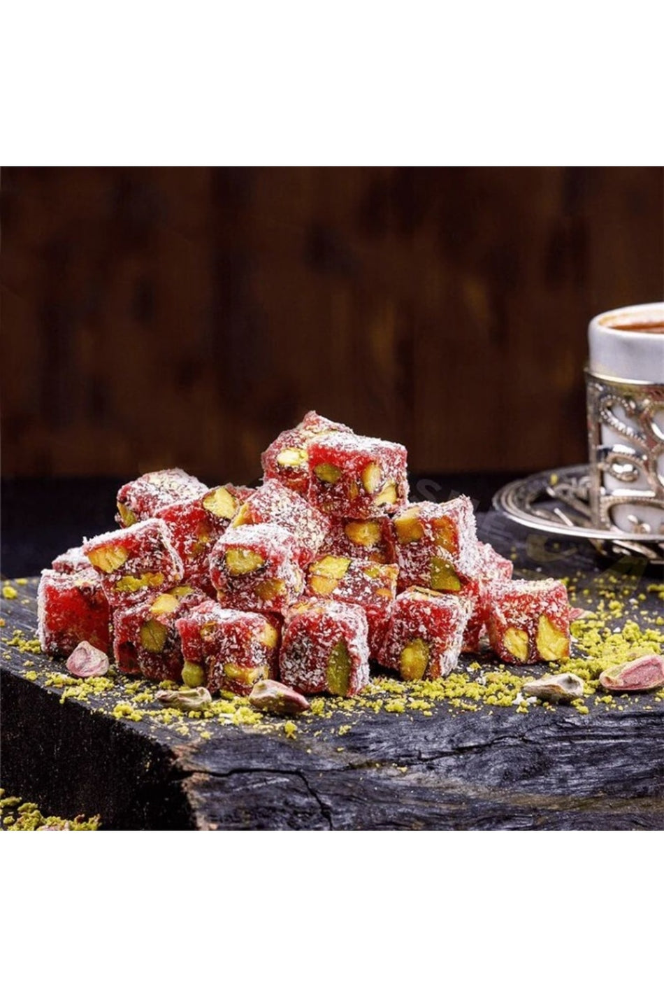 Genel Markalar Double Roasted Pomegranate Flavored Pistachio Turkish Delight 500gr - MALLTURK