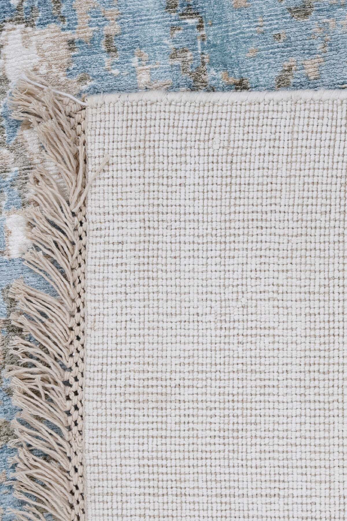 Naar Hali Erase KC 206 Blue Modern Handwoven Bamboo Living Room Rug - MALLTURK