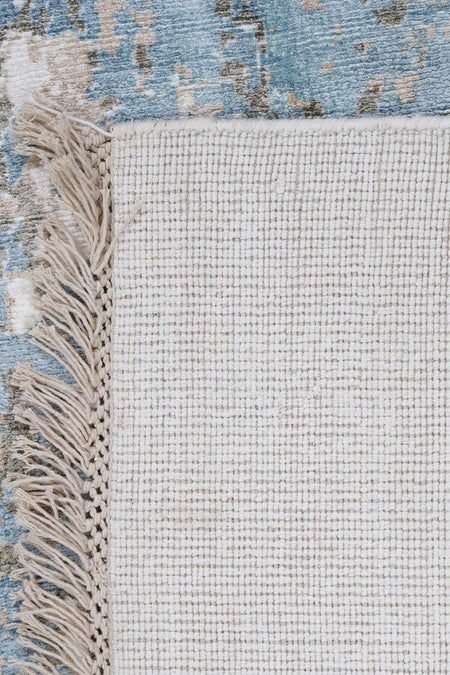 Naar Hali Erase KC 206 Blue Modern Handwoven Bamboo Living Room Rug - MALLTURK
