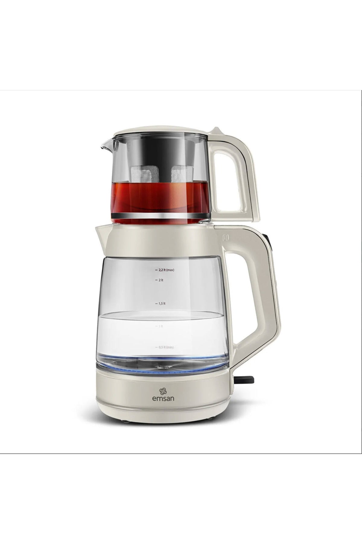Karaca EMSAN 1900 Watt 3.1 Liter Large Capacity 2-in-1 Glass Tea Maker and Kettle with Keep Warm Function - MALLTURK