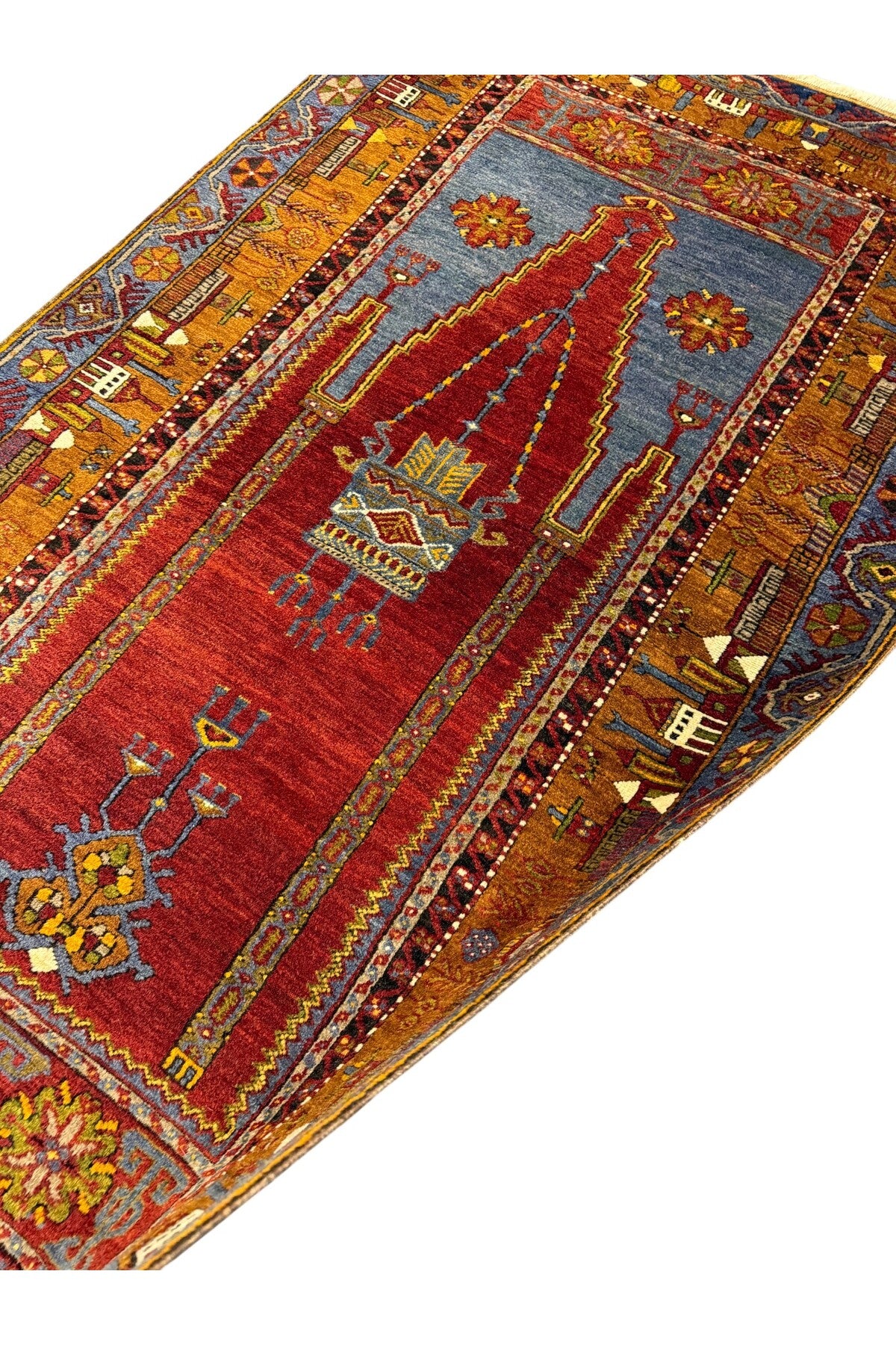 BURAK Rug Hand-Woven Collectible Antique Mihrapli Yahyali Rug 107x190 Natural Dye %100 Wool - MALLTURK