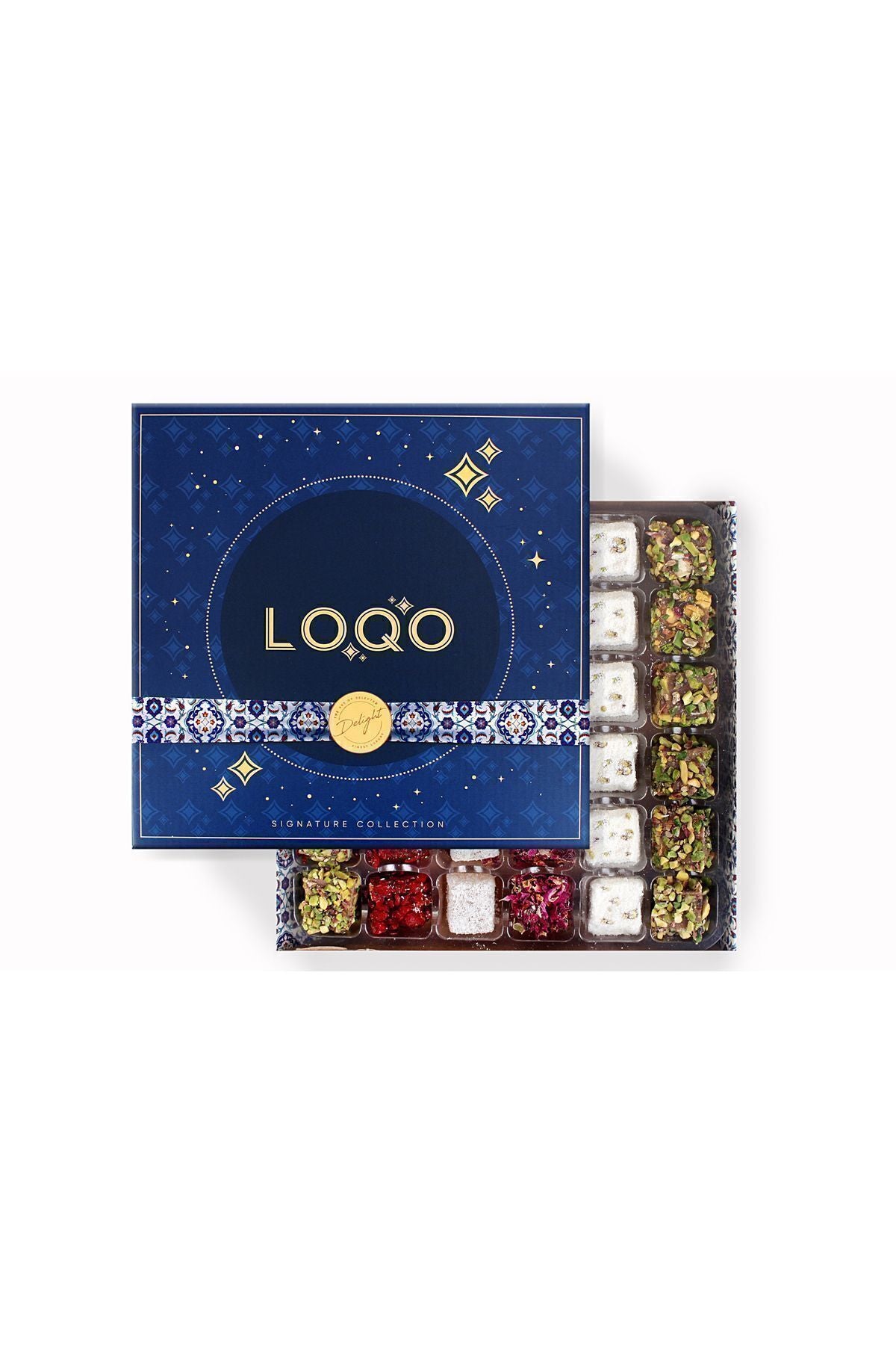 LOQO Pistachio Premium Assorted Gift Box kutu Turkish Delight ozel kumas canta hediyeli net 500gr - MALLTURK