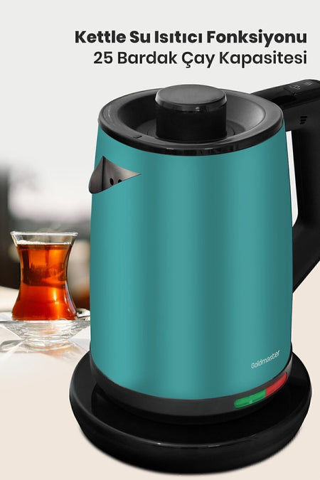GoldMaster Teachef Green Stainless Steel Drip-Free Design Steel Tea Maker and Kettle - MALLTURK