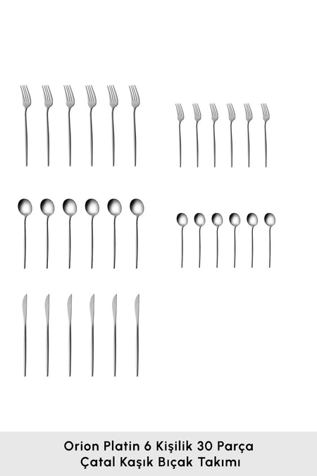 Karaca orion platin 6 Place Setting 30 Piece Flatware Set - MALLTURK