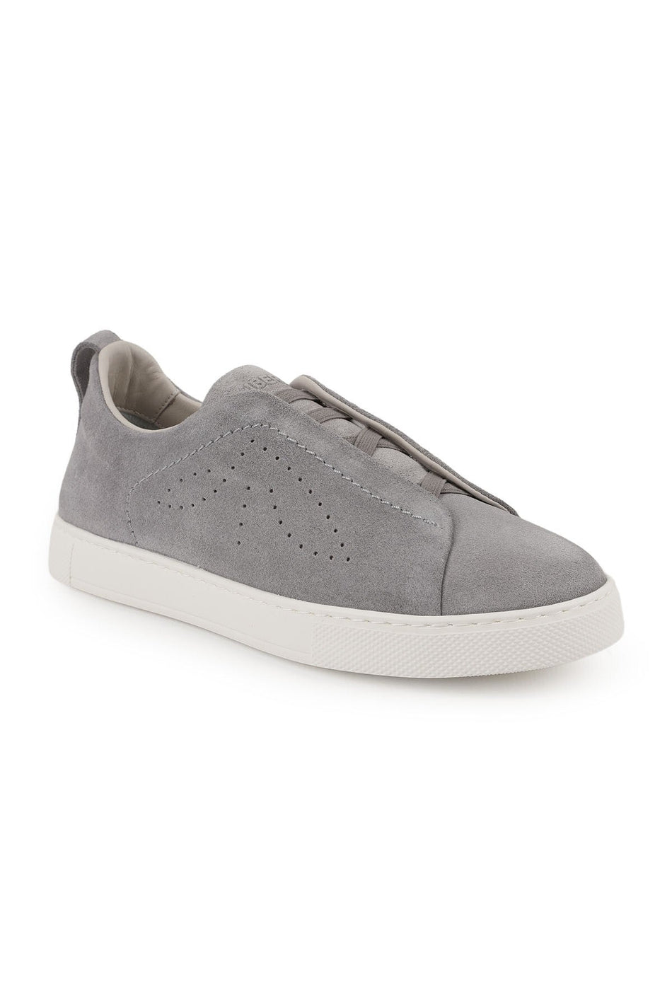 Sapatilhas femininas slip-on, sem atacadores, em camurça, com detalhes perfurados, sola leve em EVA, design casual desportivo, LZ5885