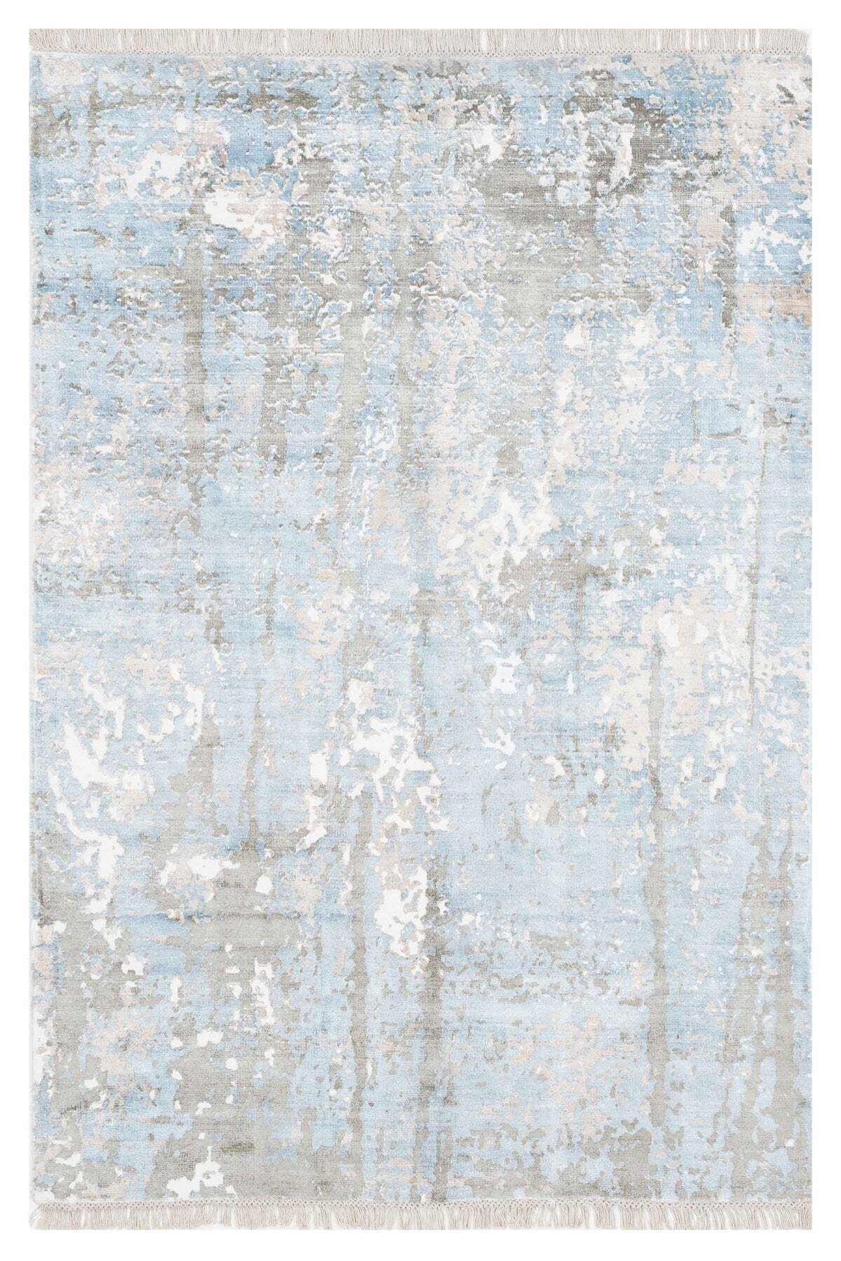 Naar Hali Erase KC 206 Blue Modern Handwoven Bamboo Living Room Rug - MALLTURK