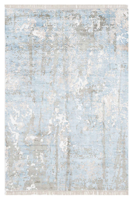 Naar Hali Erase KC 206 Blue Modern Handwoven Bamboo Living Room Rug - MALLTURK