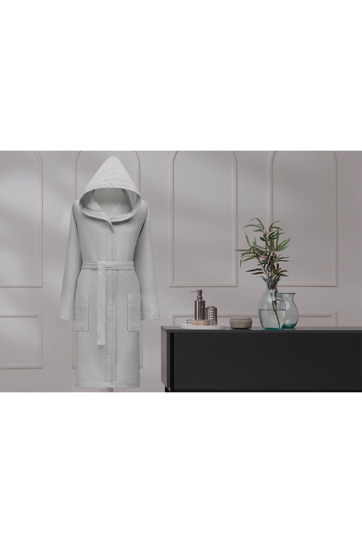 Ozdilek Grave Waffle Hooded Bathrobe - MALLTURK