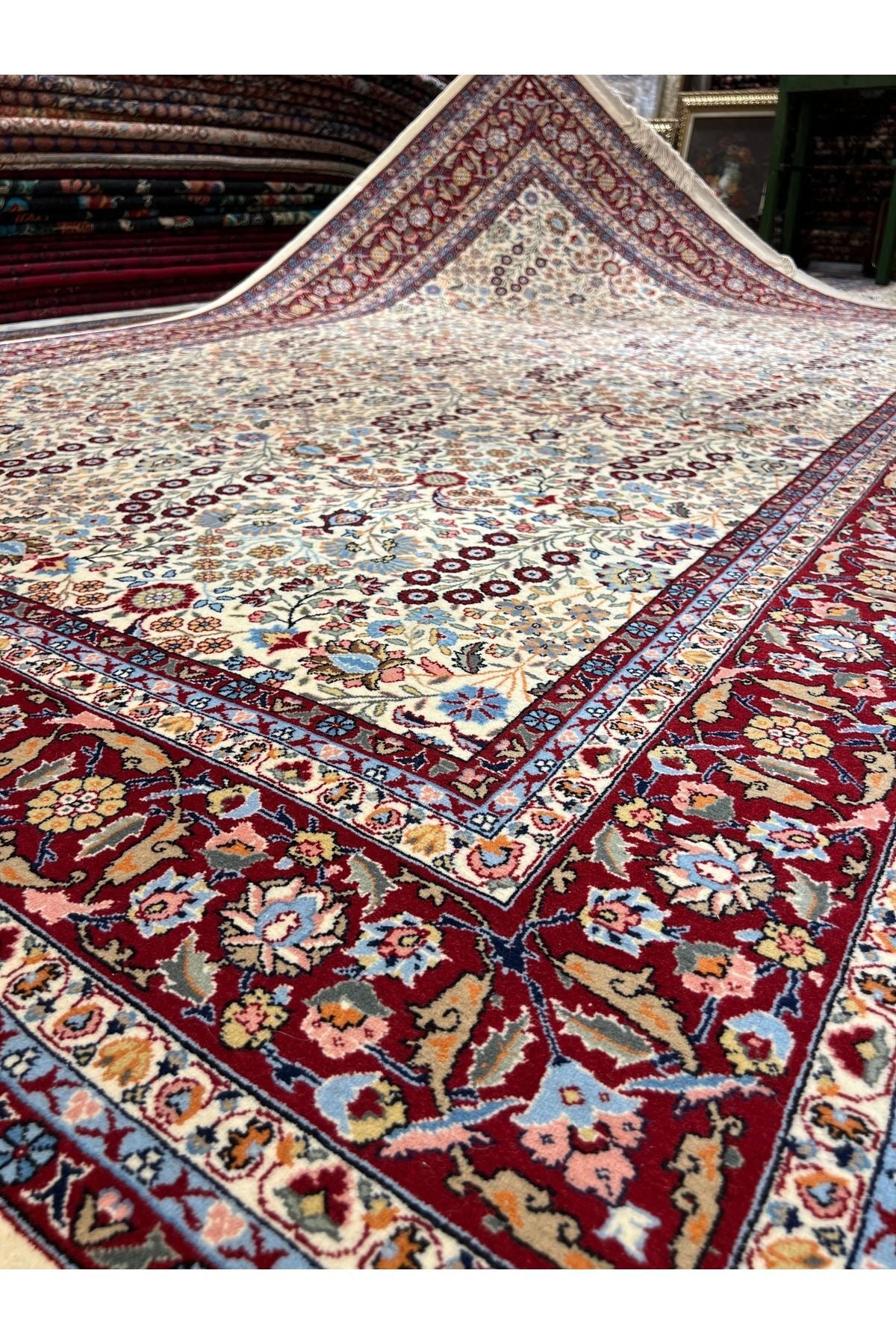 RD RAMAZAN DAG Hand Rug Art Hand-Woven Hereke Rug Signed Seven Mountains Flower 300x200 - MALLTURK