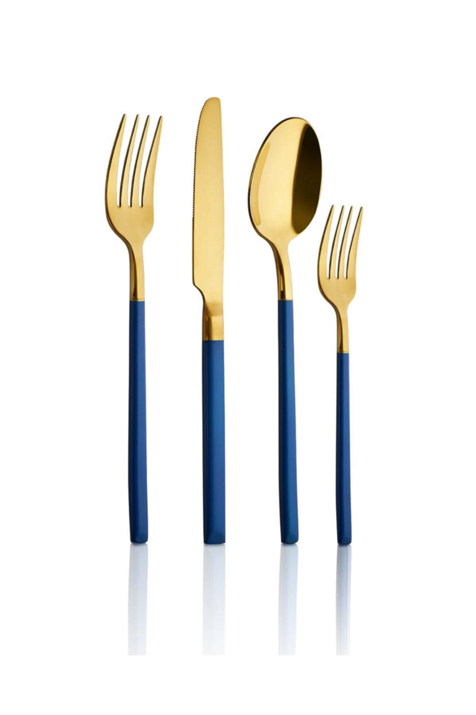 Aryildiz soho prestige blue gold Flatware Set 24 Piece - MALLTURK