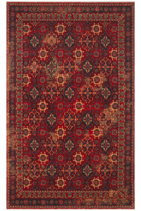 Cool Rug Mardin Red Anatolian Pattern Classic Four Season Soft Wool Hand-Woven Living Room Living Room Rug - MALLTURK