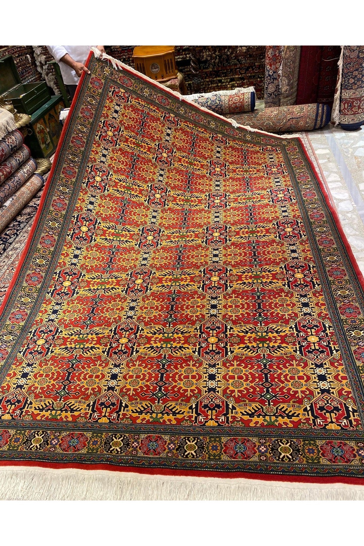 RD RAMAZAN DAG Hand Rug Art Hand-Woven Sumerbank Hereke Rug Cotton Base Wool Weave olup Natural Dye 3x2 - MALLTURK