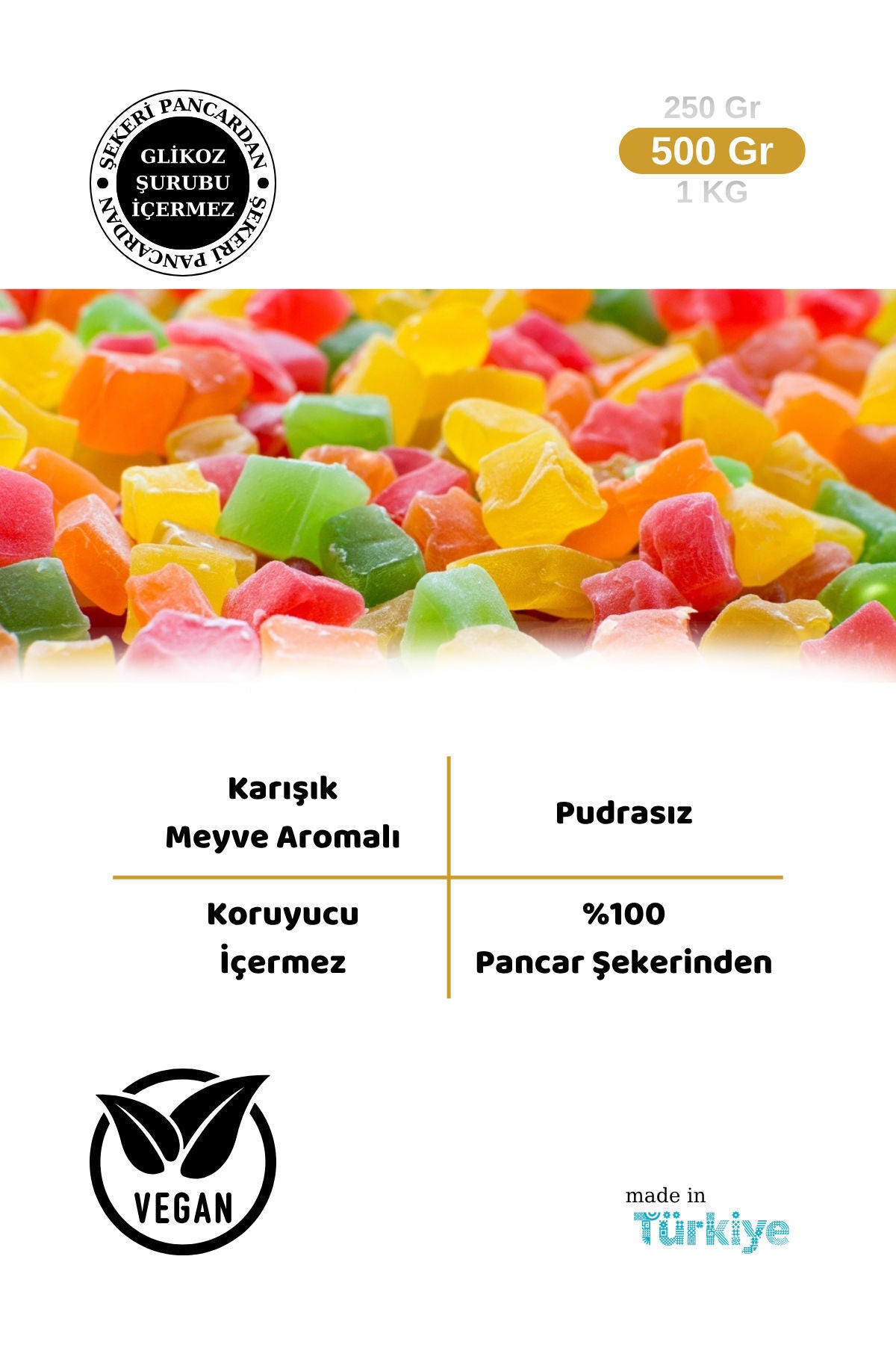 Ari lokumlari 1978 Mini Turkish Delight 500 g Strawberry Flavored limon muz portakal - MALLTURK