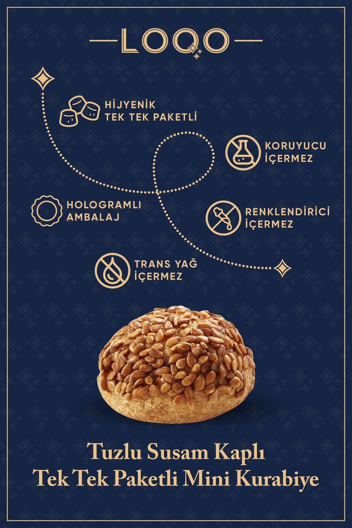LOQO tuzlu susamli Mini kurabiye 1 kg tek tek paketli 1007 - MALLTURK