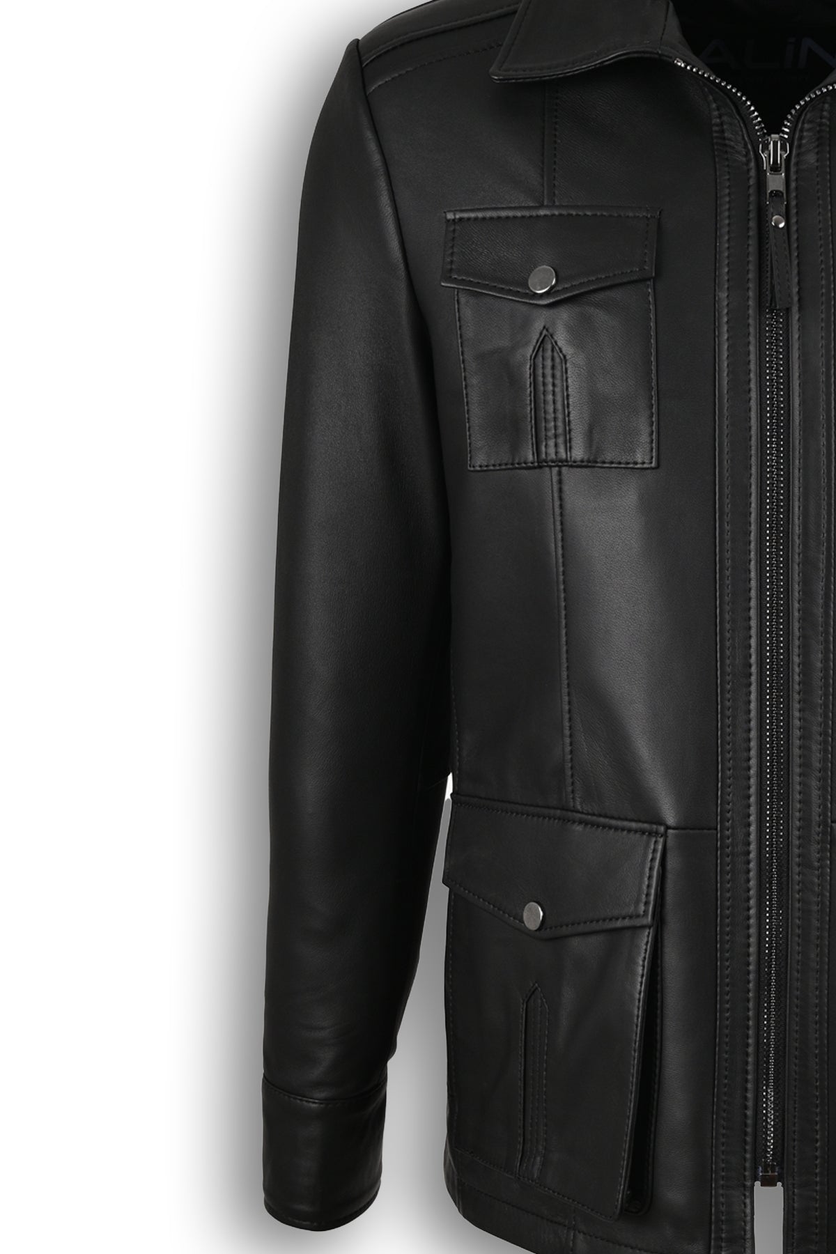 ALIN Kaya Men's Genuine Leather Zip-Up Leather Jacket Black - MALLTURK