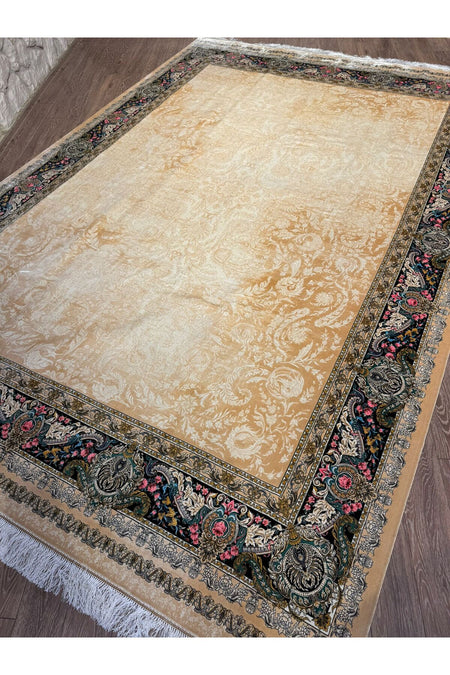 Rustikev Iranian Silk Peacock Rug