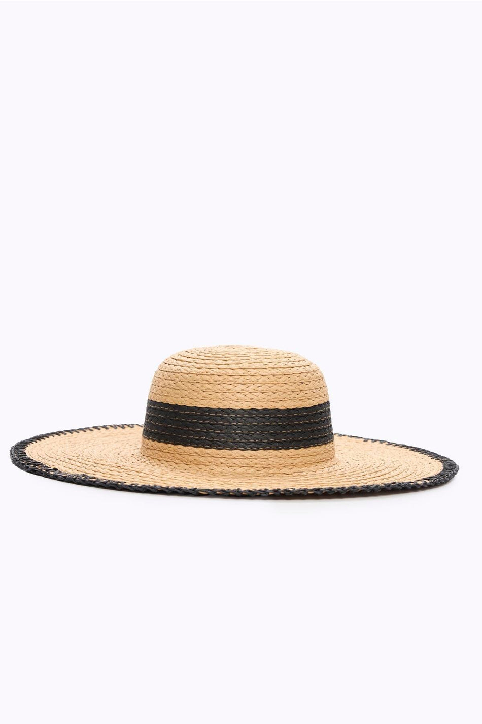 Hasema Striped Detail Beige Straw Beach Hat 2042