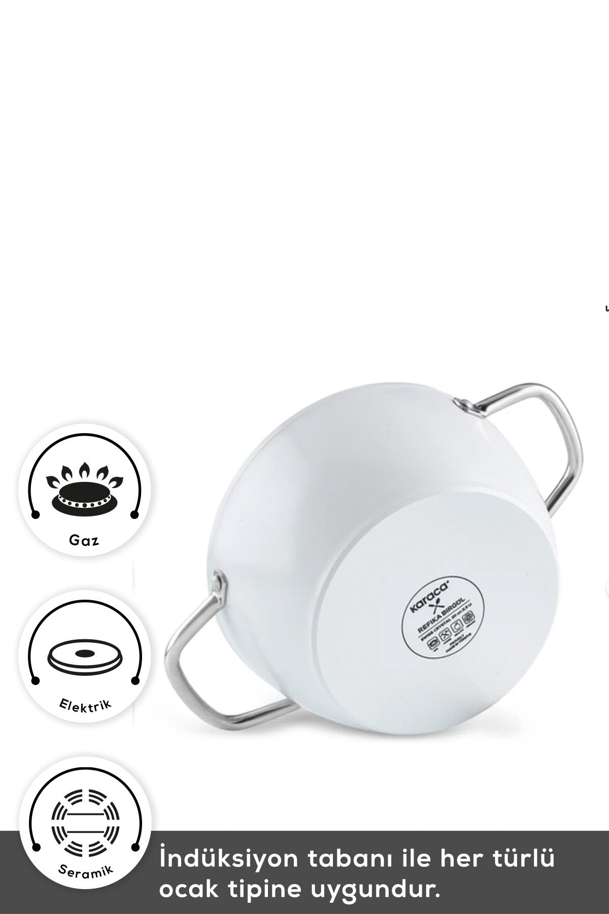 Karaca x Refika Swiss Crystal Kulplu 6 Piece Midi 0 Yag Ile Nonstick Pot Set Creamy