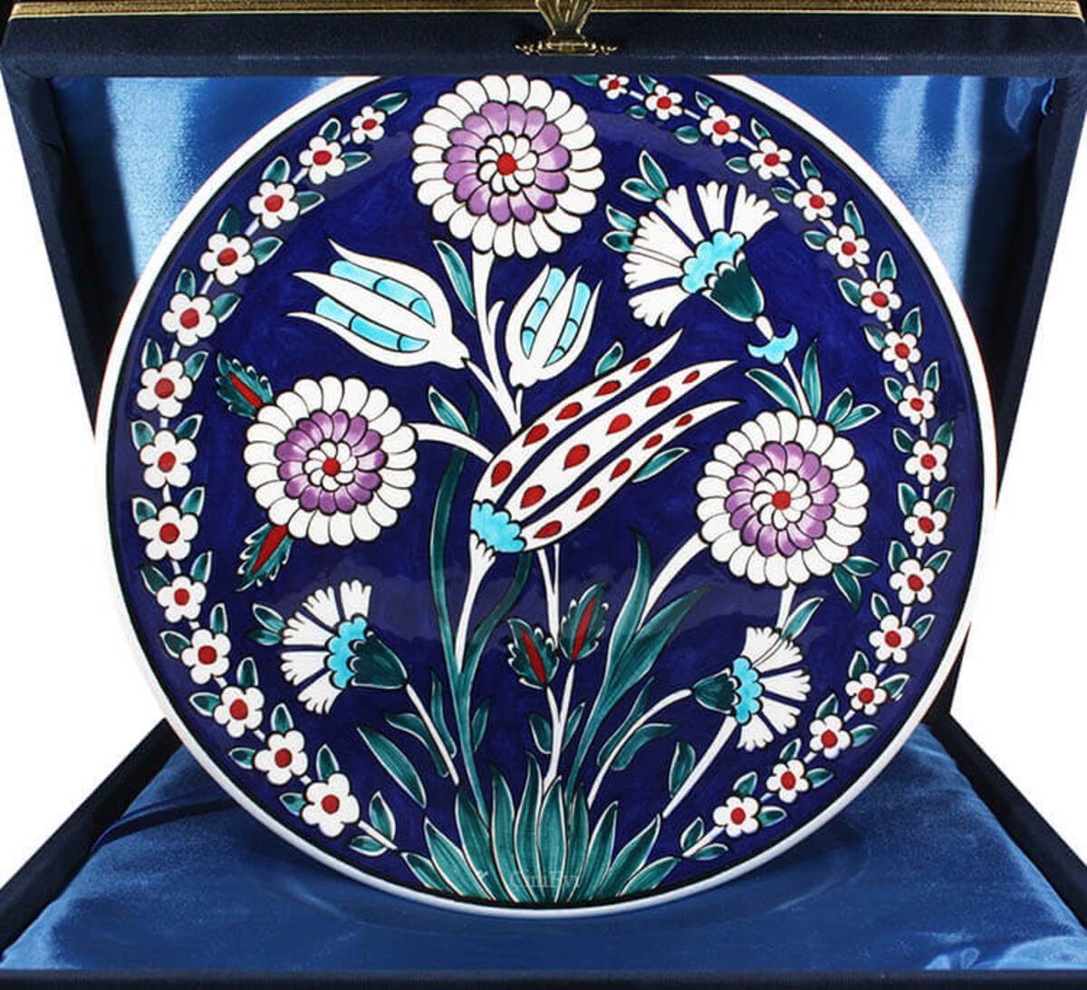 Cini Evi Blue Background Has Bahce Iznik Tile Plate - MALLTURK