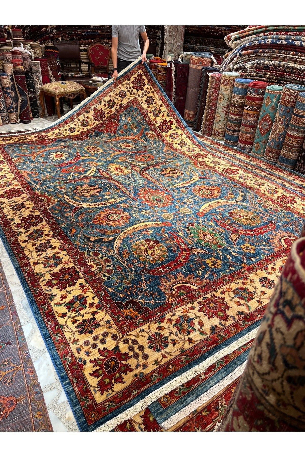 RD RAMAZAN DAG Hand Rug Art Hand-Woven Afgan Rug Agac Classic Design Size 382x272 - MALLTURK