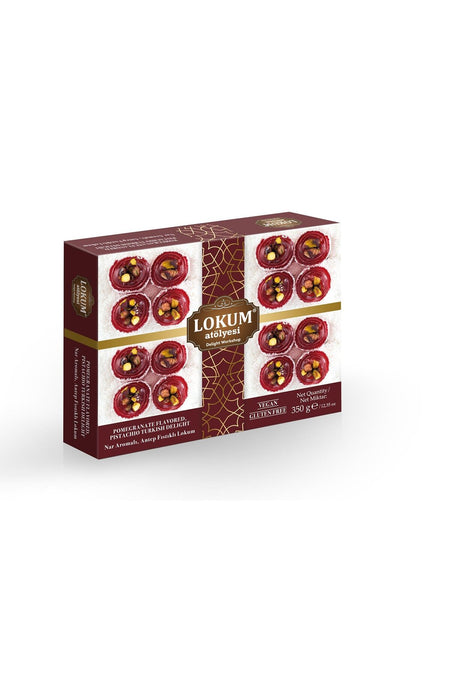 Lokum Atolyesi Pomegranate Flavored Flavored Pistachio Turkish Delight 350g - MALLTURK