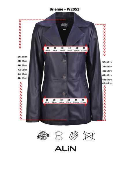 ALIN Brienne Women's Genuine Leather Blazer Leather Jacket Women's Black - MALLTURK