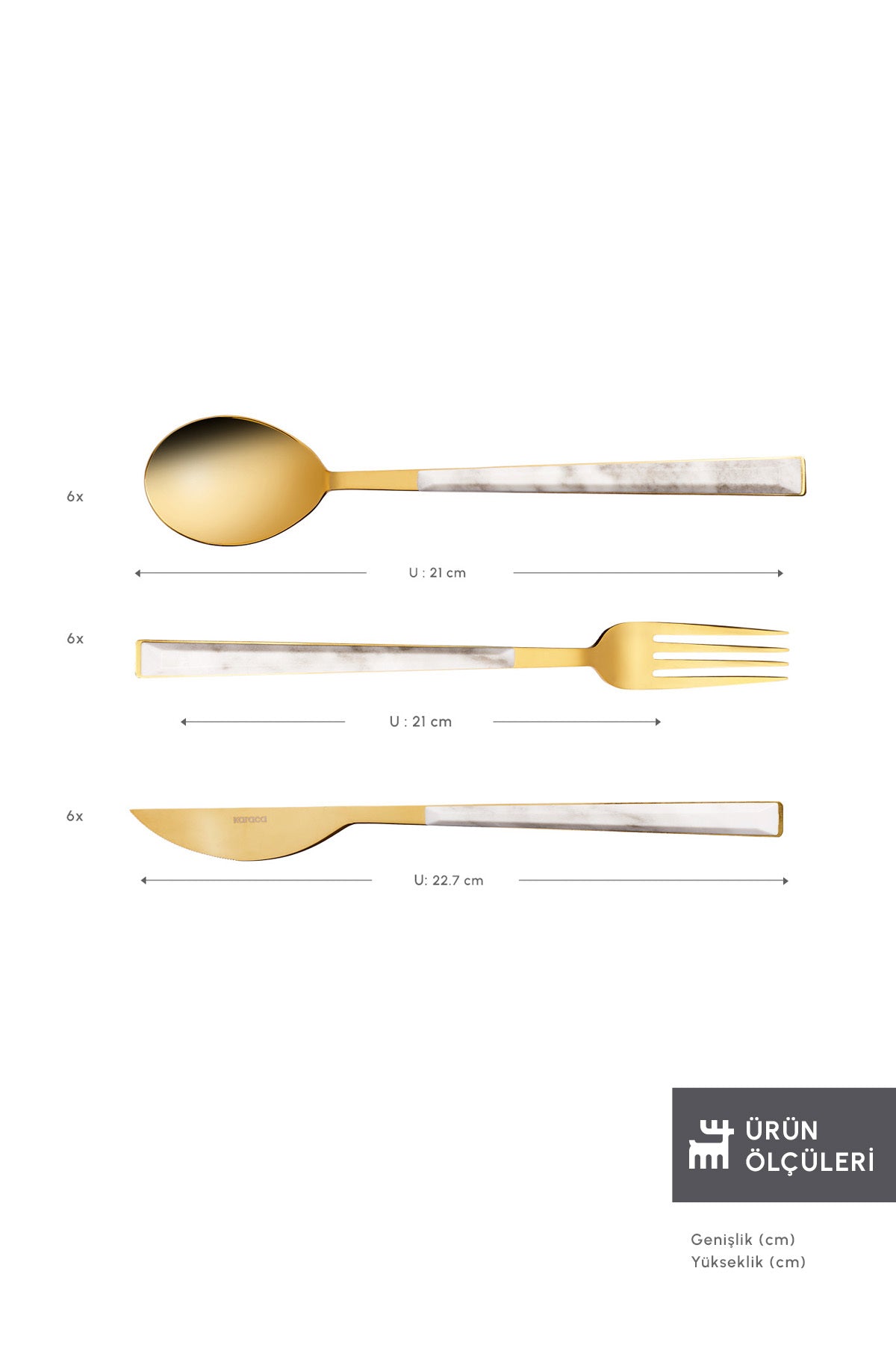 Karaca arete 18 Piece 6 Place Setting Flatware Set gold - MALLTURK