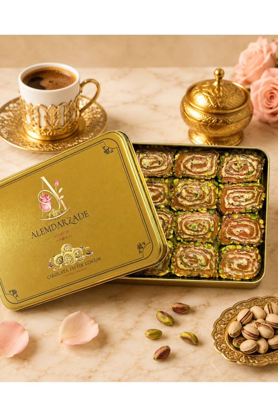 ALEMDARZADE cikolata fistik Turkish Delight 500g - MALLTURK