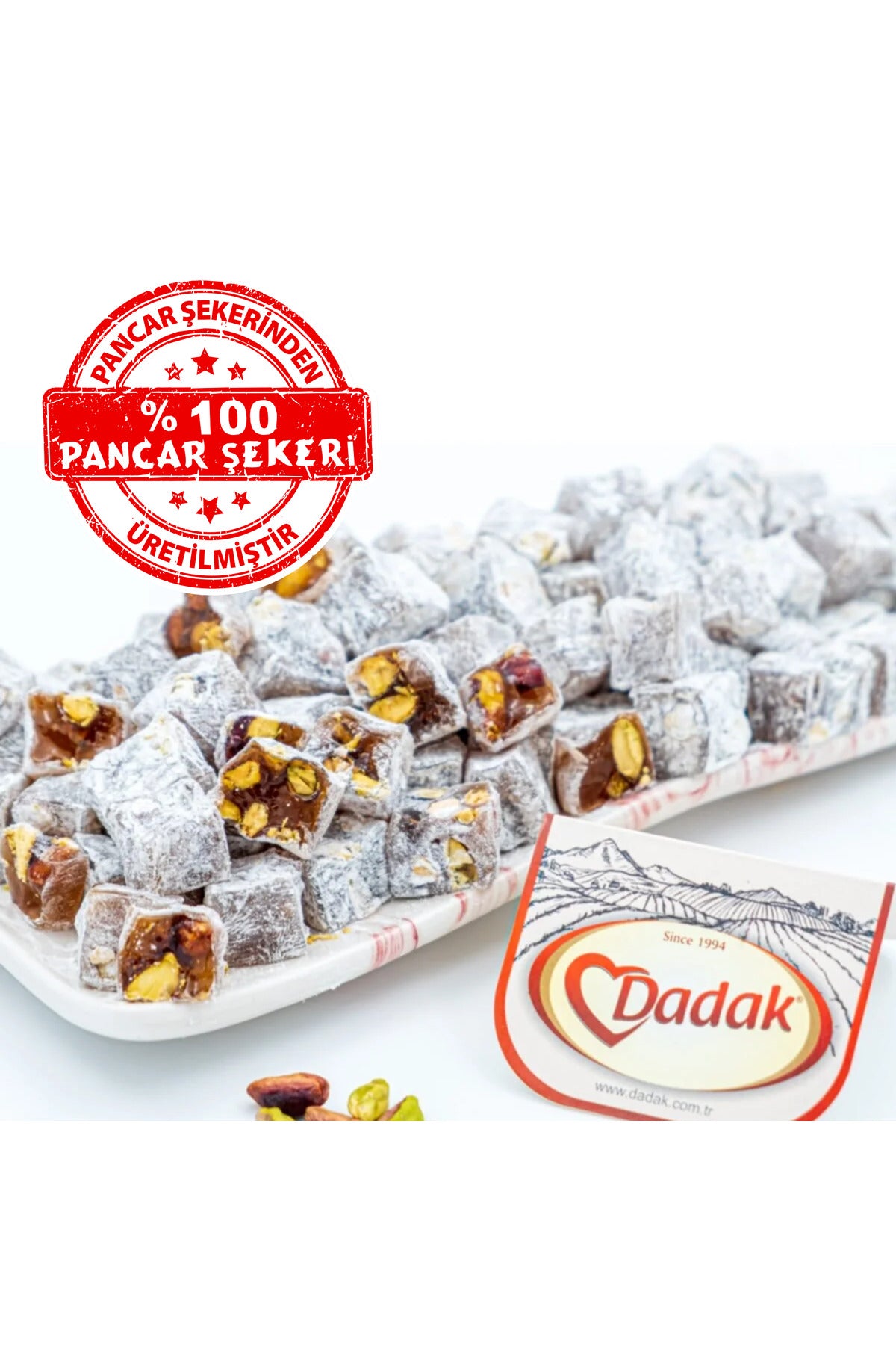 Dadak Turkish Delight and kuruyemis Powdered Sugar Pistachio Mini Turkish Delight 500 g - MALLTURK