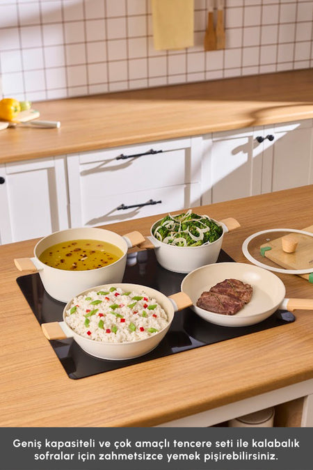 Karaca x Refika Swiss Crystal Almond Induction Compatible 7 Piece Cookware Set