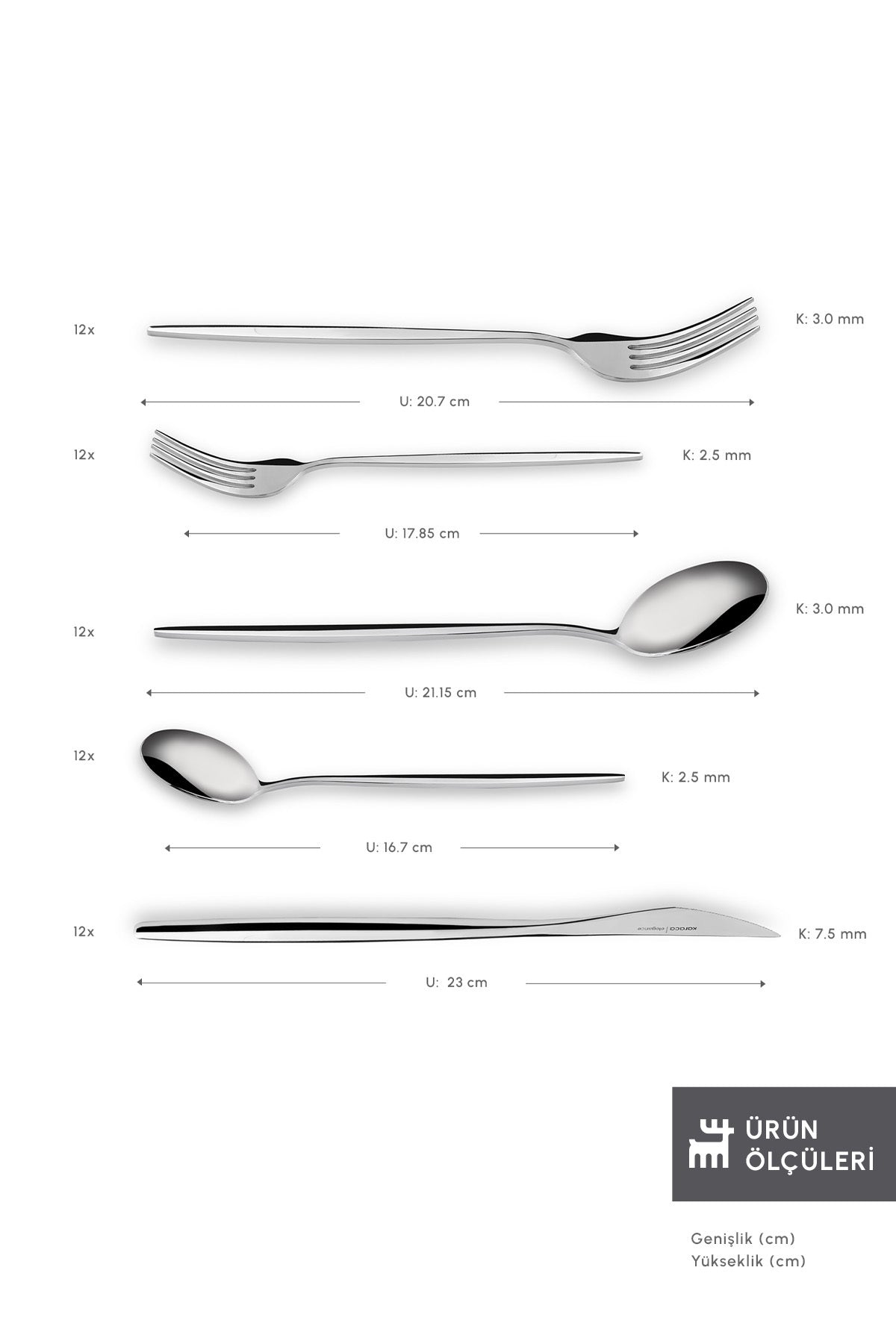 Karaca new porto elegance 60 Piece 12 Place Setting Flatware Set - MALLTURK