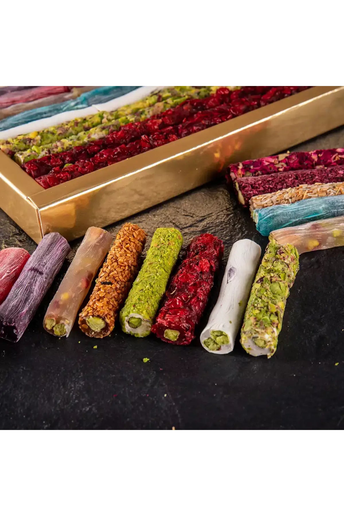 Pirsefa Pistachio Assorted cesnili fitil Turkish Delight 800 g kutu - MALLTURK