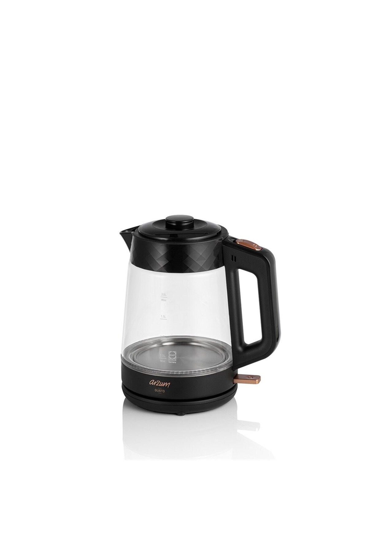 Arzum AR3101 Gusto Glass Tea Maker, 1900 W, 0.9 L Teapot Capacity, Black - MALLTURK