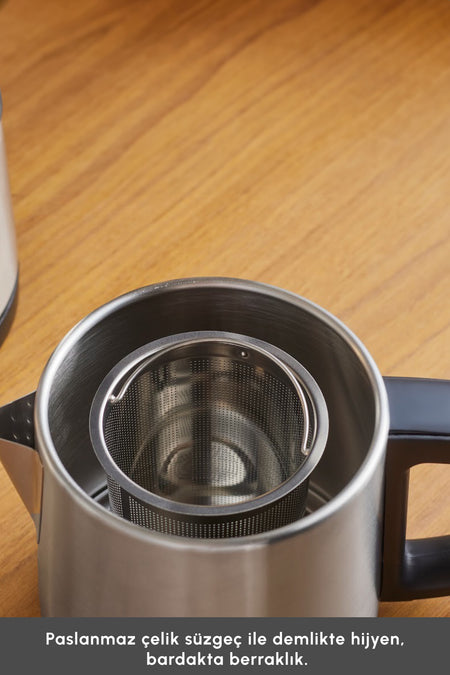 Karaca TeaBig XL 2-in-1 Stainless Steel Tea Maker and Water Kettle with 35 Tea Cup Capacity (inox) - MALLTURK